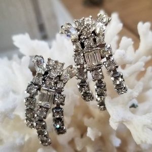 Vintage Rhinestone  clip earrings Vintage